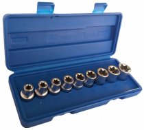 9-piece special E-Type sockets set, E10-E24, 1/2" (HH0311)