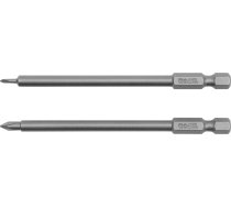 SCREWDRIVER BITS 2PCS - PHILLIPS: PH00x100MM; PH0x100MM 1/4" HEX DRIVE (YT-0459)