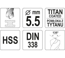 TWIST DRILL BIT HSS-TiN 5,5 MM (YT-44653)