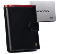 Rovicky RFID Protect vīriešu ādas karšu maks — PORTFEL MĘSKI SKÓRZANY N4L-RVT-6894 BLACK+RED