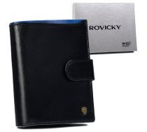 Rovicky RFID Protect vīriešu ādas karšu maks — PORTFEL MĘSKI SKÓRZANY N4L-RVT-6900 BLACK+NAV