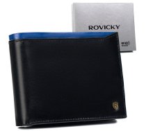 Rovicky Vīriešu ādas maks N992-RVT Black+Navy PORTFEL MĘSKI SKÓRZANY N992-RVT BLACK+NAVY