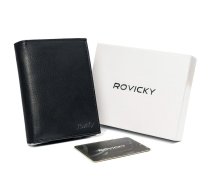 Rovicky Vīriešu salokāms vertikāls maks ar rāvējslēdzēja kabatu īstas ādas N4-PZ-CCR-RFID-BLACK