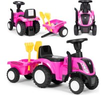 Uzbraucams traktors ar piekabi bērniem, interaktīva stūre, skaņas, rozā 658T PINK