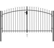 Vidaxl divviru žoga vārti ar pīķiem augšpusē, melni, 3x1,5 m, tērauds
