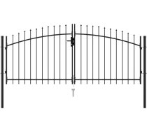 Vidaxl žoga vārti ar pīķiem, divviru, melni, 3x1,25 m, tērauds