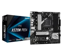 ASRock Motherboard A520M Pro4 AM4 4DDR4 HDMI/DP/VGA M.2 mATX | A520M PRO4 | 4710483932076 | KBASRAA7A520U00