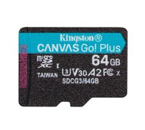 Karta Kingston Canvas Go! Plus MicroSDXC 64 GB Class 10 UHS-I/U3 A2 V30 (SDCG3/64GBSP) | SDCG3/64GBSP  | 740617301175
