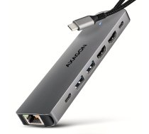 AXAGON HMC-7HX2 USB-C 3.2 Gen 1 hub, 2x USB-A + 1x USB-C, 2x HDMI 4K 60Hz, GLAN, PD 100W, 15cm USB-C cable | HMC-7HX2 | 8595247908681