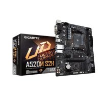 GIGABYTE A520M S2H Motherboard - Supports AMD Ryzen 5000 Series AM4 CPUs, 4+3 Phases Pure Digital VRM, up to 5100MHz DDR4 (OC), PCIe 3.0 x4 M.2, GbE LAN, USB 3.2 Gen 1 | A520M S2H | 4719331809720