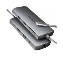 AXAGON HMC-8HLSA USB-C 3.2 Gen 1 hub, 3x USB-A + 4K/30Hz HDMI + SD/microSD, GLAN, Audio, PD 100W, 20cm USB-C cable | HMC-8HLSA | 8595247907523