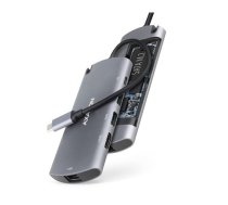 AXAGON Hub HMC-6M2 USB-C 3.2 Gen 1 hub w. M.2 SATA + HDMI + GLAN + 2x USB-A + PD 100W | HMC-6M2 | 8595247905796