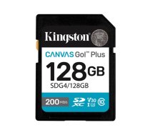 Kingston Memory card SD 128GB Canvas Go Plus 200/MB/s C10 U3 V30 | SDG4/128GB | 740617347708