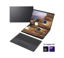 Asus | Zenbook Duo UX8407AA-SN066W | Moher Gray | 14 " | OLED | Touchscreen | 2.8K | 2880 x 1800 pixels | 144 Hz | Anti-Reflective | Intel Core Ultra X9 | 378H | 32 GB | LPDDR5X | Solid-state drive capacity 2000 GB | Intel Arc Graphics | Windows 11 P | 90NB16V1-M00YM0 | 4711636378048