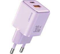 Usams USAMS Ład. siec. 1xUSB+1xUSB-C PD30W 3A (only head) PD3.0 Fast Charging purpurowy/purple X-ron Series CC189TC03 (US-CC189) | 6958444904979  | 6958444904979