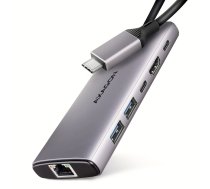 AXAGON HMC-6G2L 2x USB-A 10Gbps, 1x USB-C 10Gbps, 4K/60Hz HDMI, RJ-45, USB 3.2 Gen 2 hub, PD 100W, 15cm USB-C cable | HMC-6G2L | 8595247908056