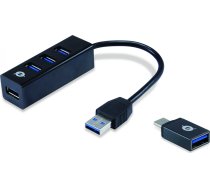 HUB USB Conceptronic CONCEPTRONIC USB-Hub 4-Port 3.0  ->4x3.0 +TypC A o.Netzt. sw | HUBBIES04B  | 4015867223147