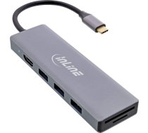 HUB USB InLine InLine® USB 3.2 Type-C Multi Hub (3x USB-A 5Gb/s + USB Type-C (PD 100W), card reader, HDMI 4K@30Hz), OTG, aluminum housing | 33271O  | 4043718303663