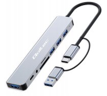 HUB USB Qoltec 1x SD 1x USB-C 1x TF + 4x USB-A 2.0 3.0 (53794) | 53794 | 5901878537948