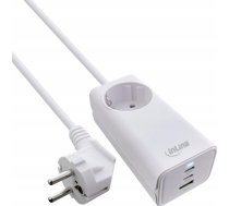 InLine InLine® USB power supply, 65W charger, 2x USB-C + 1x USB-A, with safety socket and 1.5m cable, PD3.0 PPS GaN, white | 31518I  | 4043718316526