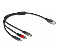Kabel USB Delock USB-A - USB-C + microUSB + Lightning 0.3 m  (87236) | 87236  | 4043619872367