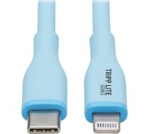 Kabel USB Eaton Eaton Tripp Lite Series Safe-IT USB-C to Lightning Sync/Charge Antibacterial Cable, Ultra Flexible, MFi Certified - USB 2.0 (M/M), Light Blue, 6 ft. (1.83 m) - Lightning-Kabel - 24 pin USB-C mannlich zu Lightning mannlich - 1.83 m - H | M1