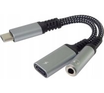 Kabel USB PremiumCord PremiumCord Redukce USB-C /3,5mm jack s DAC chipem + USB-C pro nabíjení 13cm | ku31zvuk04  | 8592220022891