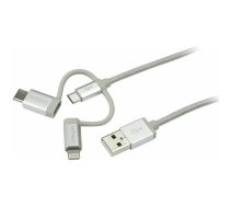 Kabel USB StarTech USB-A - USB-C + microUSB + Lightning 1 m  (LTCUB1MGR) | LTCUB1MGR  | 065030868365