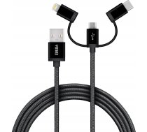 Kabel USB Yenkee Kabel USB AUSB C/Micro USB/Lightning 2.1/3/2.4 A | YCU 400BK  | 8590669272723
