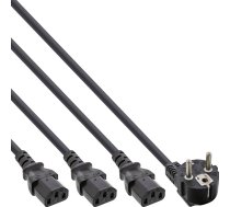 Kabel  InLine InLine® Y-Power Cable 1x Type F German Plug to 3x IEC Plug black 3m | 16657H  | 4043718265732