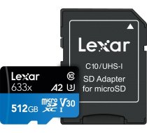 Karta Lexar 633x MicroSDXC 512 GB Class 10 UHS-I/U3 A2 V30 (LSDMI512BB633A) | LSDMI512BB633A  | 843367119745