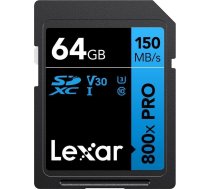 Karta Lexar Lexar | Memory Card | Professional 800x PRO | 64 GB | SDXC | Flash memory class UHS-I | LSD0800P064G-BNNNG  | 843367130139