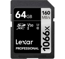 Lexar atmiņas karte SDXC 64GB Professional 1667x U3 V60 250MB/s | LSD64GCB1667  | 843367115174 | 843367115174