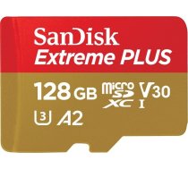 SANDISK SanDisk Extreme PLUS microSDXC 128GB + SD  + 2 years RescuePRO Deluxe up to 200MB/s & 90MB/s Read/Write speeds A2 C10 V30 UHS-I U3, EAN: 619659188986 | SDSQXBD-128G-GN6MA  | 619659188986