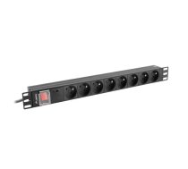 Lanberg Power strip PDU rack 19 inch 1U 16A 8X 230V PL 2 black | NULAGTP00000042  | 5901969429732 | PDU-08E-0200-BK