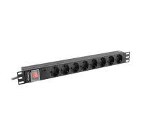 Lanberg Power strip Rack PDU 19 1U 16A 8X schuko 2M black | NULAGTP00000043  | 5901969429749 | PDU-08F-0200-BK