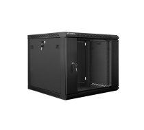 Lanberg wall-mounted installation rack cabinet 19'' 9U 600x600mm black (glass door) | WF01-6609-10B  | 5901969403114 | SZALAEWIS0021