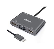 Sandberg 136-35 USB-C Dock 2xHDMI+1xVGA+USB+PD | T-MLX54800  | 5705730136351