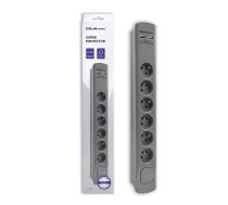 Qoltec Surge protector 6 sockets, 2xUSB, 1.8m | ALQOLPB00050283  | 5901878502830 | 50283