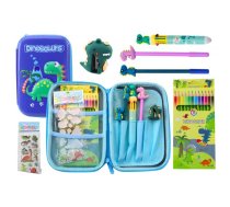 School Pencil Case with Dinosaur Blue Accessories