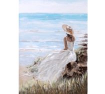 Oil painting 90x120cm, lady on the beach