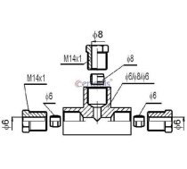 Metāla caurules savienojums, Trejgabals Cu 2x ø6 / ø8mm CERTOOLS TR-0007