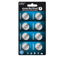 Litija baterija Komplekts 4gab CR2032 / 2gab CR2025 / 2gab CR2016 everActive CRMIX8BL