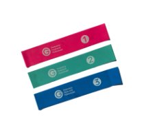 Fitstore Mini Band Set, Level 1, 2, 3. Pink, green, blue. 25 cm x 5 cm.