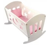 Koka rotaļlietu šūpuļgulta lellei ar gultas veļu Bino Doll Cradle With Bedding 83699