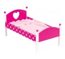 Koka rotaļlieta gulta lellei ar gultas veļu Bino Doll Bed including Bedding 83700