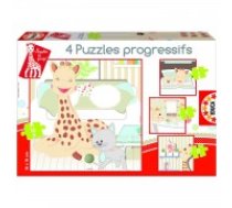 Puzles mazuļiem Educa Borras Puzzles Progressive Giraffe Sophie 6-9-12-16 pcs 15491.
