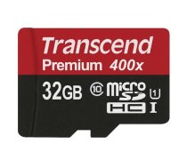 ATMIŅAS KARTE 32 GB TRANSCEND MICROSDXC/SDHC CLASS 10 U1 400X (PREMIUM)