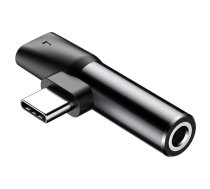 Baseus audio adapteris USB-C līdz mini ligzdai 3,5 mm + USB-C (melns)