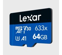 Atmiņas karte LEXAR 633X microSDHC/SDXC no adapter (V30) R100 64GB